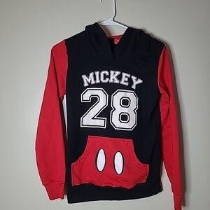 Boys Size Medium Mickey Mouse Disney Sweatshirt Hoodie Red Black With Ears